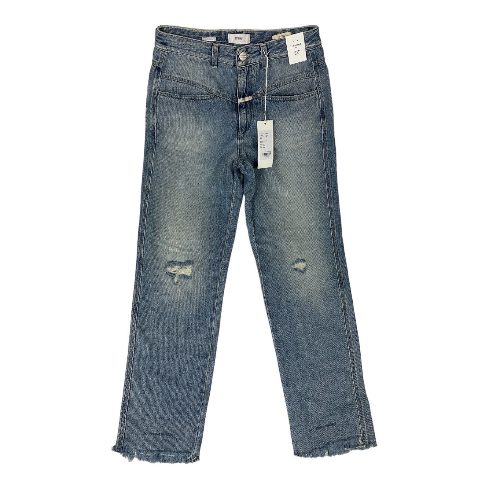 Closed Pedal Pusher Lightash Distressed Heritage High Waist Womens Jeans 44 Nwt